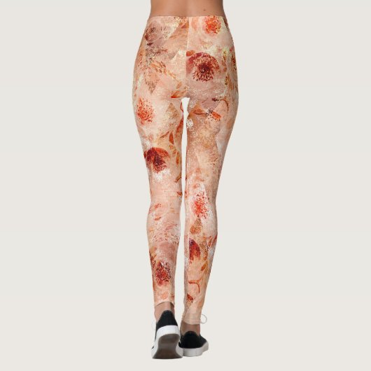 Grunge bloemenpatroon. Koraal achtergrond. Leggings (Achterkant)