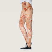 Grunge bloemenpatroon. Koraal achtergrond. Leggings (Links)