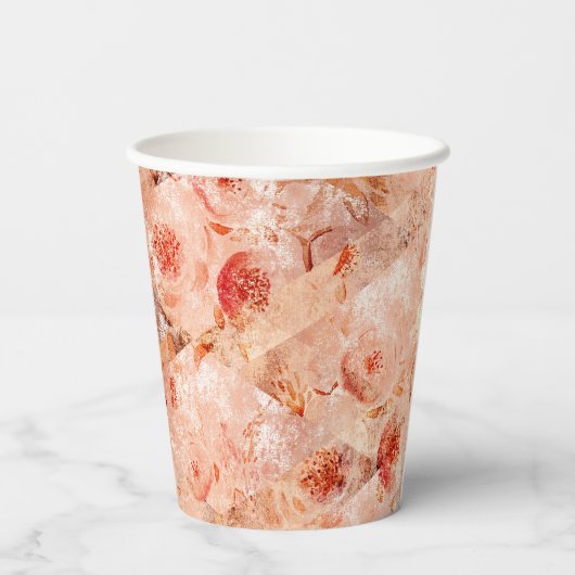 Grunge bloemenpatroon. Koraal achtergrond. Papieren Bekers (Achterkant)