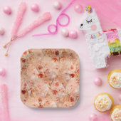 Grunge bloemenpatroon. Koraal achtergrond. Papieren Bordje (Feest)