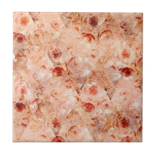 Grunge bloemenpatroon. Koraal achtergrond. Tegeltje