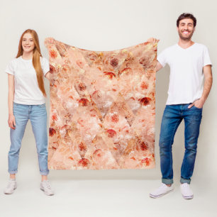 Grunge bloempatroon. Koraalrode achtergrond. Fleece Deken