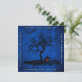 Grunge Blue Éffrayant Halloween Fête Invitation (Debout devant)