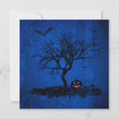 Grunge Blue Éffrayant Halloween Fête Invitation (Dos)