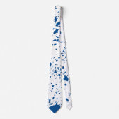 Grunge Blue Ink Paint Splattering Blotches Stropdas (Voorkant)