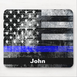 Grunge Blue Line Name Mousepad Muismat
