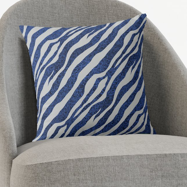 Grunge Blue Zebra Pattern Kussen (Creator heeft geüpload)