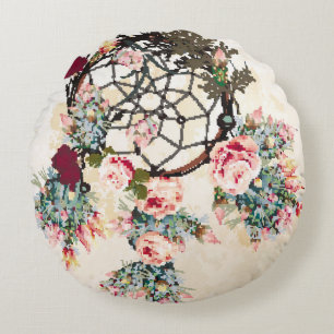 Grunge  bo-ho achtergrond met Indiase droom- Rond Kussen