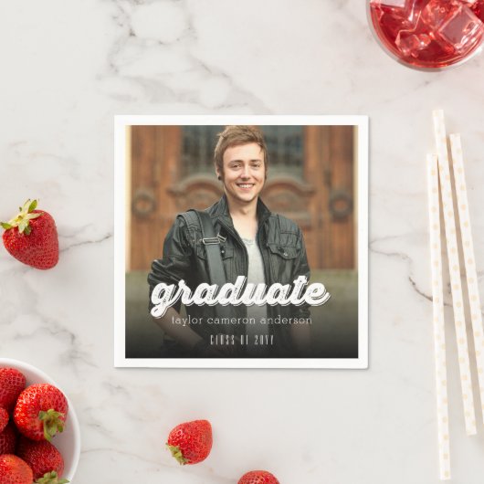 Grunge Bold Afstuderen Script Photo Graduation Par Servetten (Insitu)