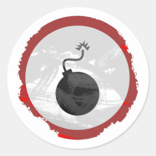 Grunge Bomb Sign Ronde Sticker