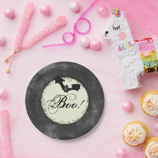 Grunge Boo Halloween Papieren Bordje (Feest)