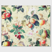 Grunge Botanische Fruit met Script Cadeaupapier (Vlak)