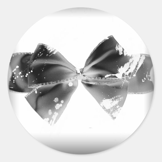 Grunge Bow op zwart Ronde Sticker (Voorkant)