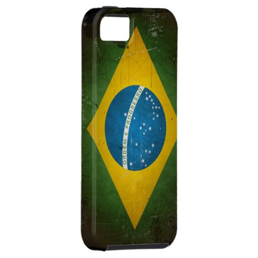 Grunge Braziliaanse vlag Case-Mate iPhone Case (Back/Rechts)