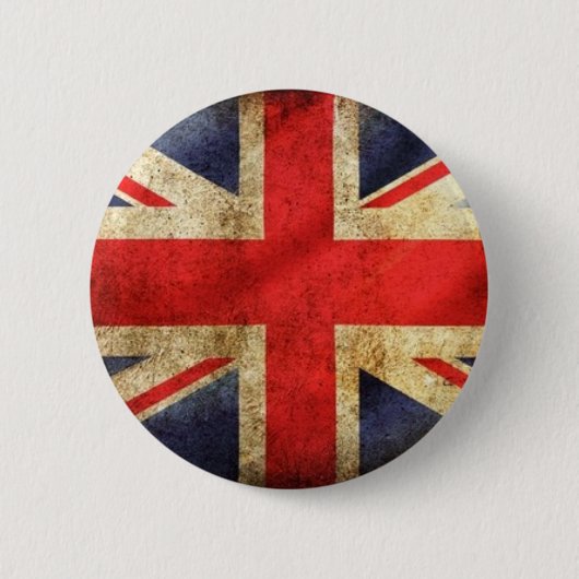Grunge British Flag Button gecentreerd (Voorkant)