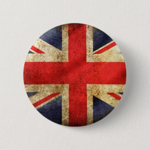 Grunge British Flag Button gecentreerd