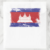 Grunge Cambodia Flag Rechthoekige Sticker (Tas)
