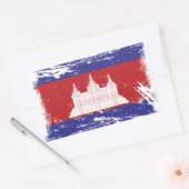 Grunge Cambodia Flag Rechthoekige Sticker (Envelop)
