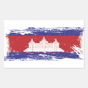 Grunge Cambodia Flag Rechthoekige Sticker