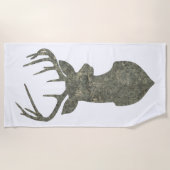 Grunge Camo Deer Silhouette Strandlaken (Voorkant)