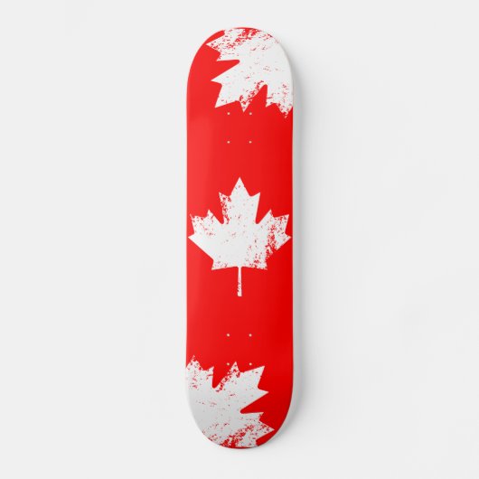 Grunge Canada Flag Maple - White Distorted Skateboard (Voorkant)