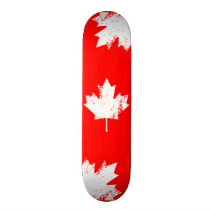 Grunge Canada Flag Maple - White Distorted Skateboard