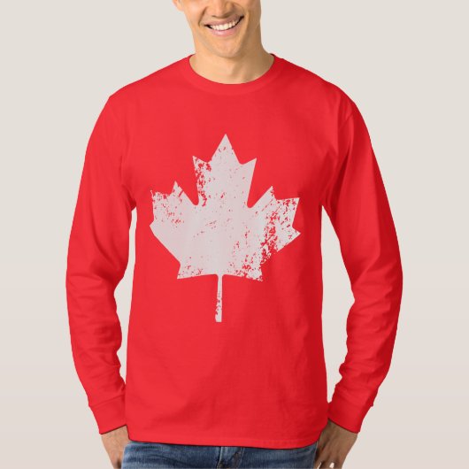 Grunge Canada Flag Maple - White Distorted T-shirt (Voorkant)