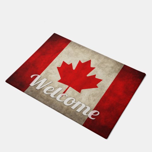 Grunge Canada Flag - Retro Canadian Maple Leaf Deurmat (Schuin)