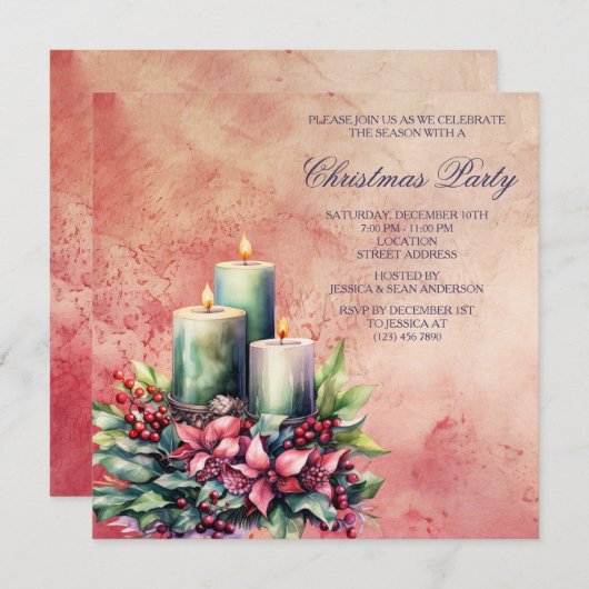 Grunge Candlelight Krans Kerstmis Kaart (Voorkant / Achterkant)