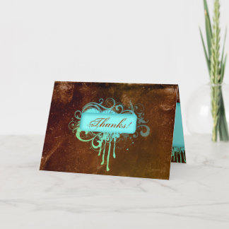 Grunge Carte de remerciements bleu Brown