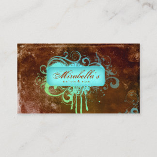 Grunge Carte de visite Flower Salon Spa Bleu Brown