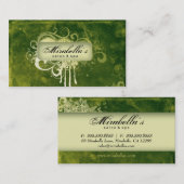 Grunge Carte de visite Flower Salon Spa vert (Devant / Derrière)