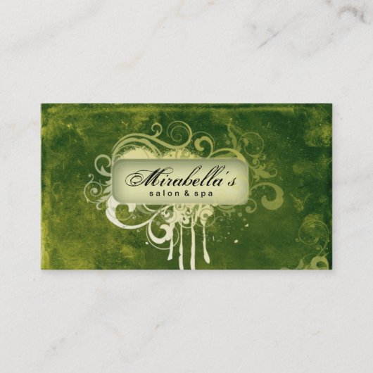 Grunge Carte de visite Flower Salon Spa vert (Devant)