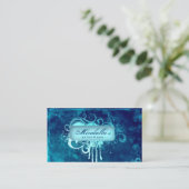 Grunge Carte de visite Salon Fleur Spa Blue Denim (Debout devant)