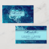 Grunge Carte de visite Salon Fleur Spa Blue Denim (Devant / Derrière)