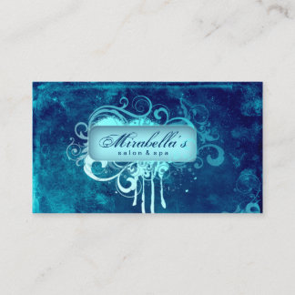Grunge Carte de visite Salon Fleur Spa Blue Denim