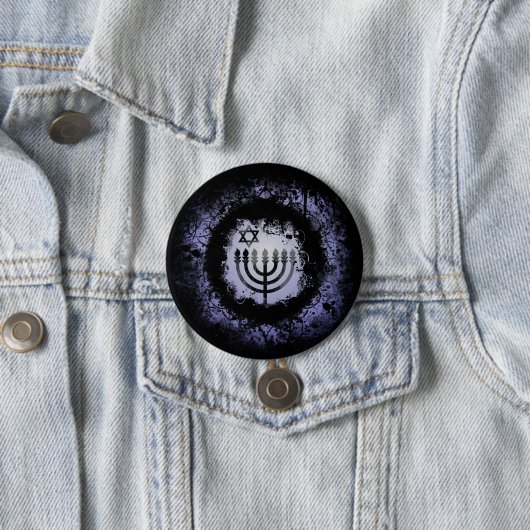 Grunge Chanukah Menorah Ronde Button 7,6 Cm (In situ)