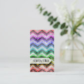 Grunge Chevron rainbow Salon stylist Business Visitekaartje (Staand voorkant)