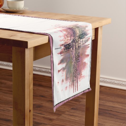 Grunge Christian words cross Short Table Runner Korte Tafelloper (Voorbeeld)