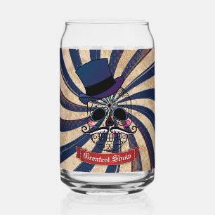 Grunge Circus Sugar Skull Ringmaster Custom Text Blikvorm Glas