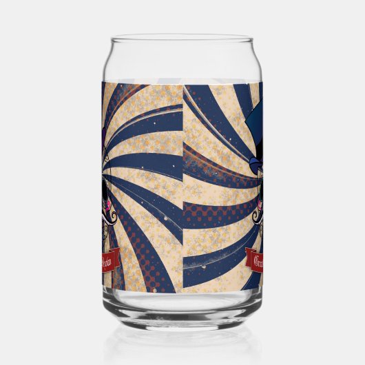 Grunge Circus Sugar Skull Ringmaster Custom Text Blikvorm Glas (Links)