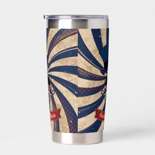 Grunge Circus Sugar Skull Ringmaster Custom Text Geïsoleerde Drinkbeker (Rechts)