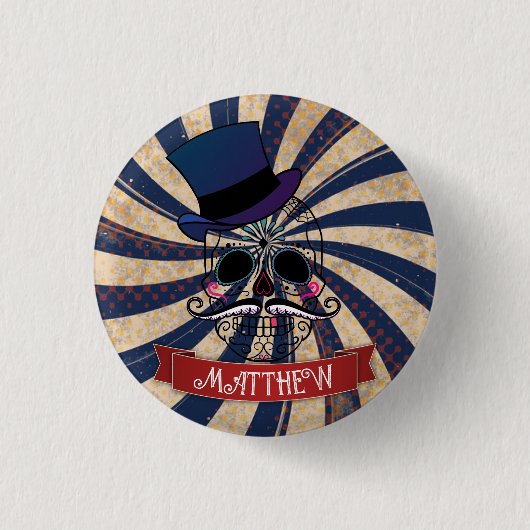 Grunge Circus Sugar Skull Ringmaster Personalised Ronde Button 3,2 Cm (Voorkant)