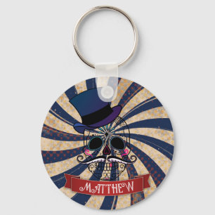 Grunge Circus Suiker Skull Ringmeester Persoonlijk Sleutelhanger