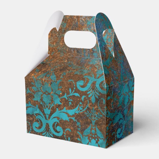 Grunge Copper Patina en Turquoise Bedankdoosjes (Achterkant)