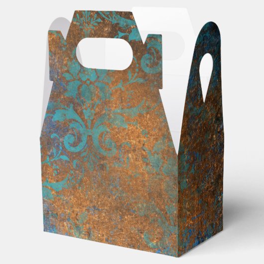Grunge Copper Patina en Turquoise Bedankdoosjes (Geopend)