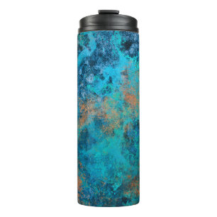 Grunge Copper Patina en Turquoise Distress Thermosbeker