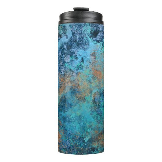 Grunge Copper Patina en Turquoise Distress Thermosbeker (Voorkant)