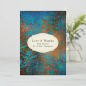 Grunge Copper Patina en Turquoise Hartelijk dank Bedankkaart (Staand voorkant)