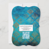 Grunge Copper Patina en Turquoise QR Code Wedding Kaart (Achterkant)